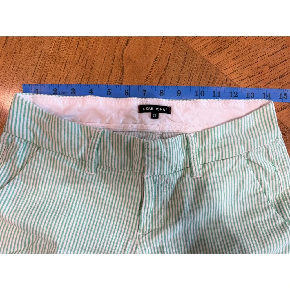 Women's‎ Dear John Classic Pin Striped Cuffed Green Shorts, Size 27